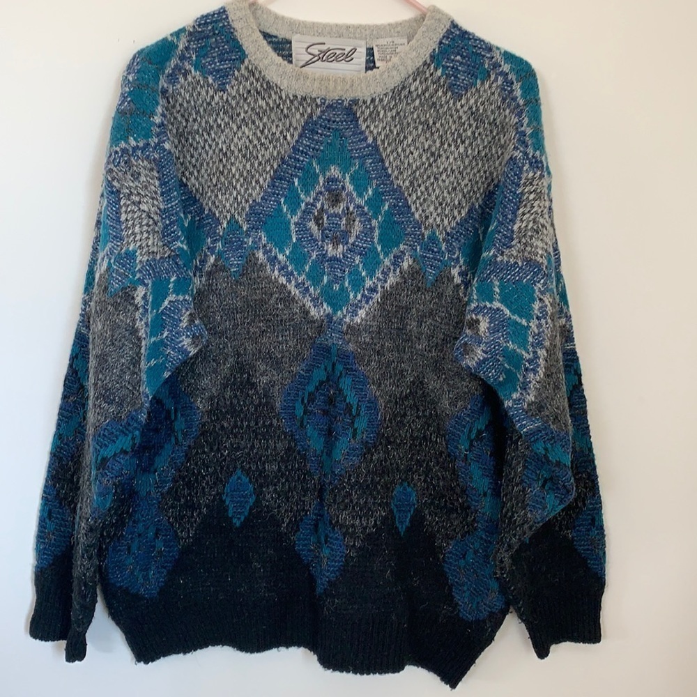 VINTAGE CREWNECK PATTERNED UNISEX SWEATER SIZE L